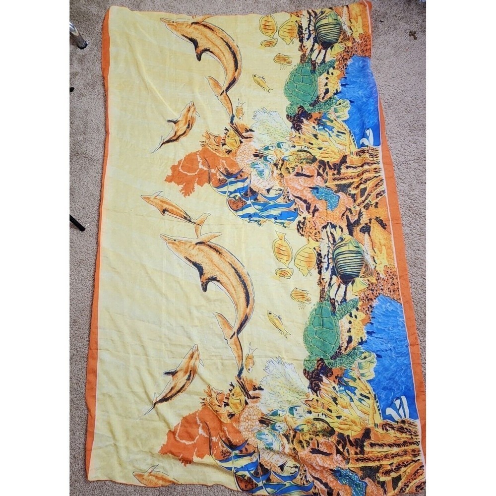 Rima‎ Beach Wear One Size Dolphin Sea Sarong Bathing Suit Skirt Wrap Cover Up